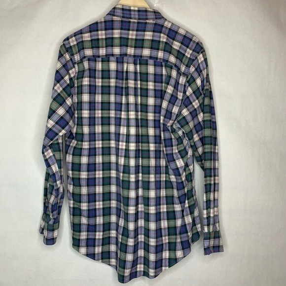 Ralph Lauren Chaps Mens Oxford Shirt Blue Plaid L - Picture 3 of 5
